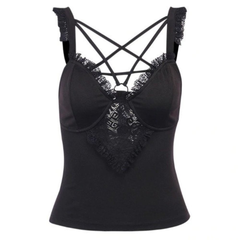 Pentagram and Lace Sweetheart Halter